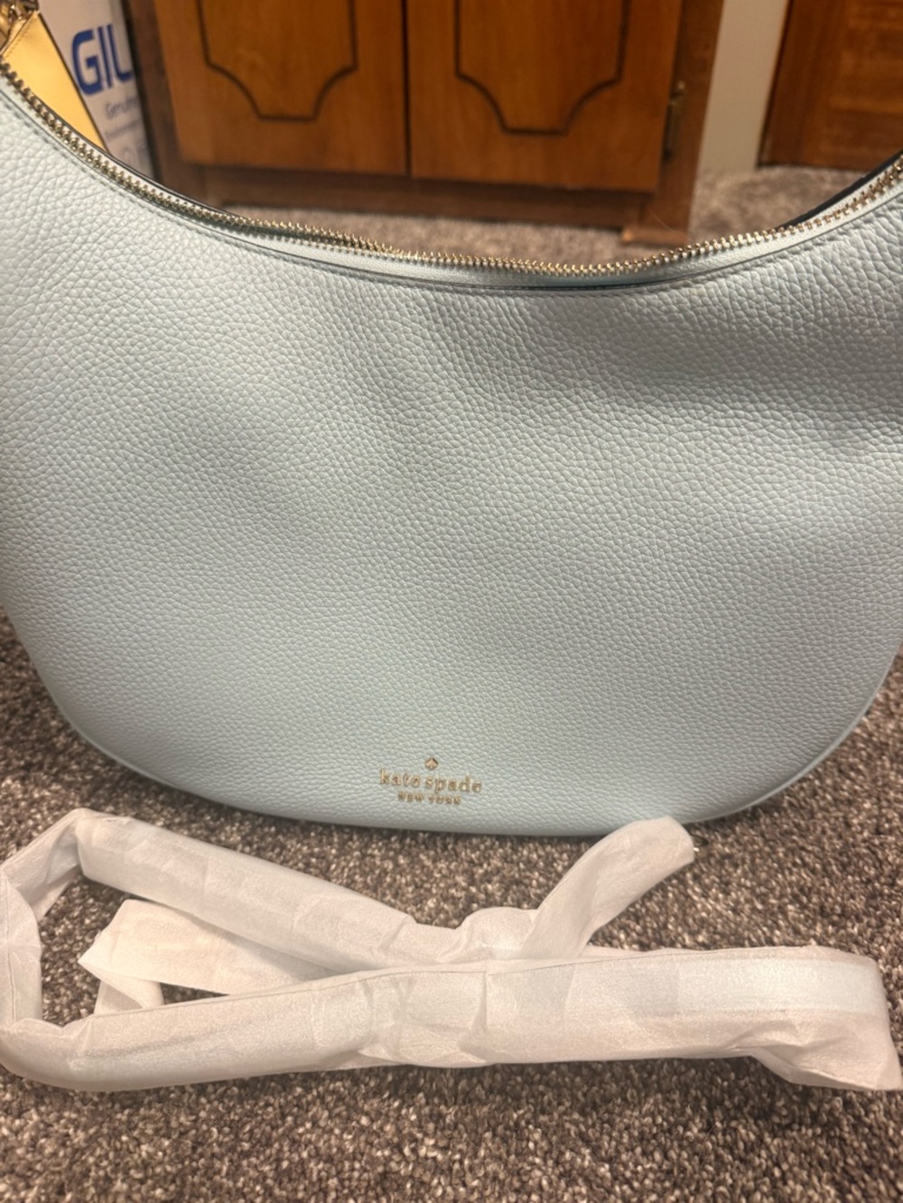 kate spade Light Blue Pebbled Leather Shoulder Bag